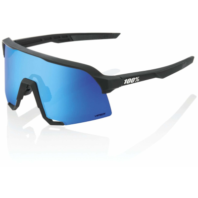 100% S3 Glasses - Matte Black / HiPER Blue Multilayer Mirror Lens