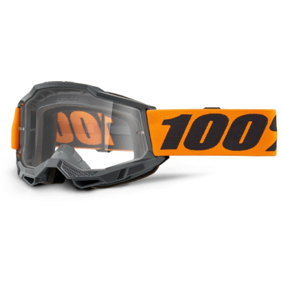 100% Strata 2 Goggle Neon Orange / Clear Lens