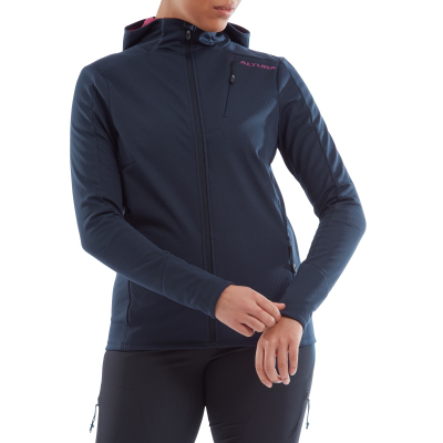 ALTURA CAVE WOMENS SOFTSHELL CYCLING HOODIE 2022 NAVYPINK