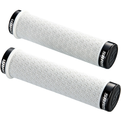 DH SILICONE LOCKING GRIPS WHITE WITH DOUBLE CLAMPS  END PLUGS