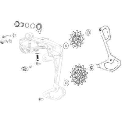 REAR DERAILLEUR BOLT AND SCREW KIT XX1 X01 EAGLE 52T INCLUDES BBOLTWASHER BSCREW AND LIMIT SCREWS  52T