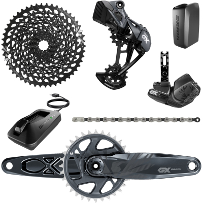 GX EAGLE AXS DUB GROUPSET  1050T  INCLUDES REAR DER  BATTERY TRIGGER SHIFTER WCLAMP CRANKSET DUB 12S 170175 BOOST WDM 32T XSYNC2 CHAINRING GX EAGLE CHAIN CASSETTE XG1275 1050T CHARGERCORD CHAINGAP GAUGE 2022  170MM