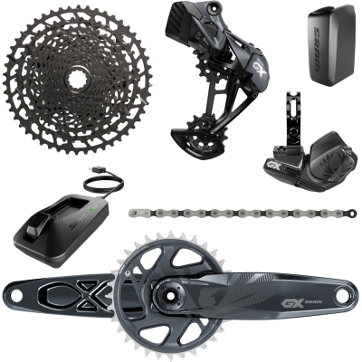 GX EAGLE AXS DUB GROUPSET  1150T  INCLUDES REAR DER  BATTERY TRIGGER SHIFTER WCLAMP CRANKSET DUB 12S 170175 BOOST WDM 32T XSYNC2 CHAINRING GX EAGLE CHAIN CASSETTE PG1230 1150T CHARGERCORD CHAINGAP GAUGE 2022  170MM