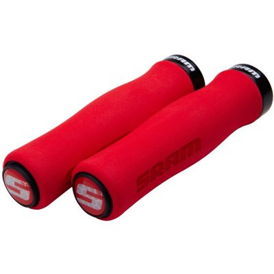 LOCKING GRIPS CONTOUR FOAM 129MM RED WITH SINGLE BLACK CLAMP AND END PLUGS
