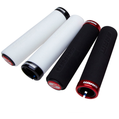 LOCKING GRIPS FOAM 129MM BLACK WITH SINGLE RED CLAMP AND END PLUGS